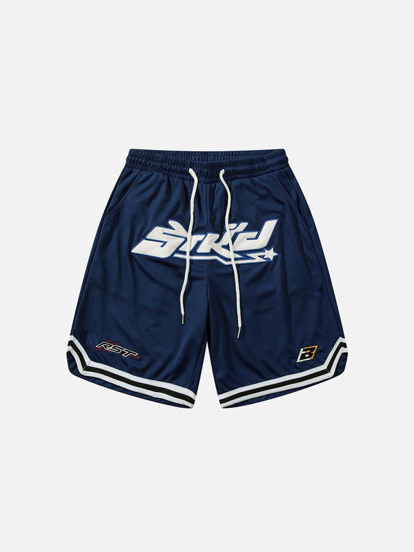 Thesclo - Letter Embroidered Stripes Shorts - Streetwear Fashion - thesclo.com