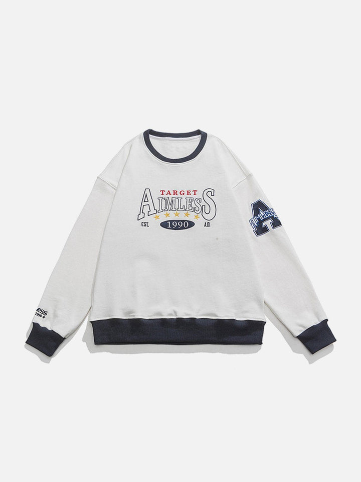 Thesclo - Letter Embroidery Patchwork Sweatshirt - Streetwear Fashion - thesclo.com