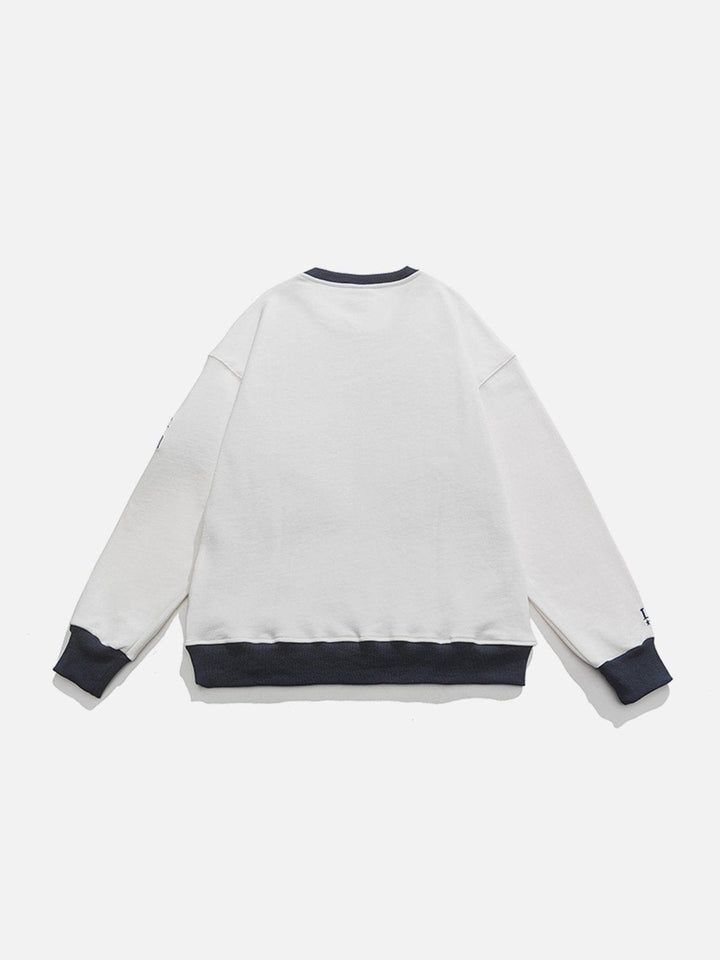 Thesclo - Letter Embroidery Patchwork Sweatshirt - Streetwear Fashion - thesclo.com