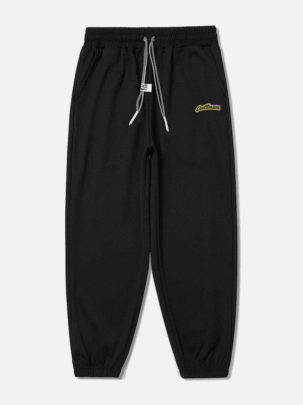 Thesclo - Letter Embroidery Solid Drawstring Pants - Streetwear Fashion - thesclo.com