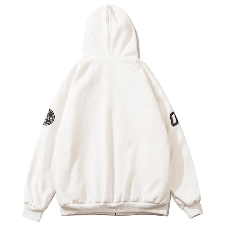 Thesclo - Letter Embroidery Zipper Hoodie - Streetwear Fashion - thesclo.com