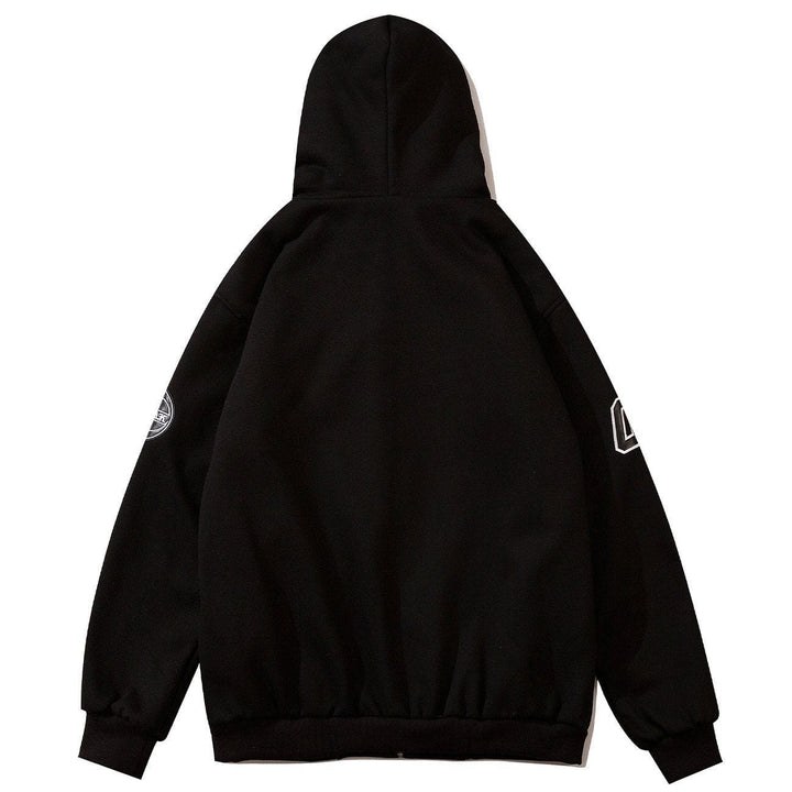 Thesclo - Letter Embroidery Zipper Hoodie - Streetwear Fashion - thesclo.com