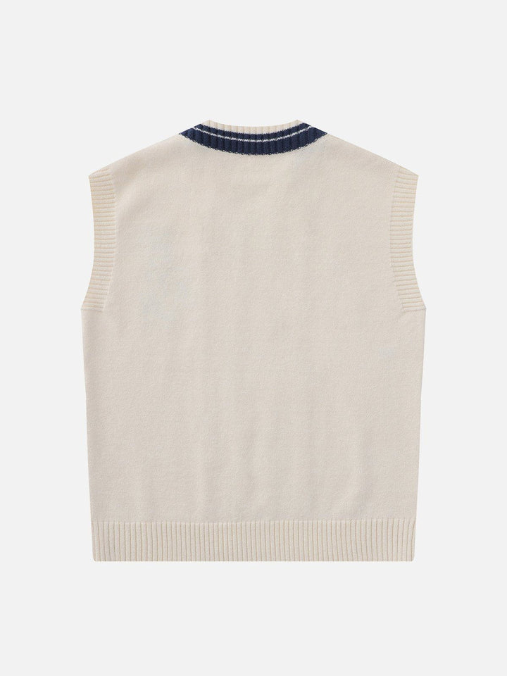 Thesclo - Lettered Star Embroidery Sweater Vest - Streetwear Fashion - thesclo.com