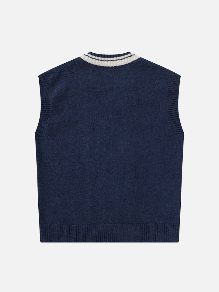 Thesclo - Lettered Star Embroidery Sweater Vest - Streetwear Fashion - thesclo.com