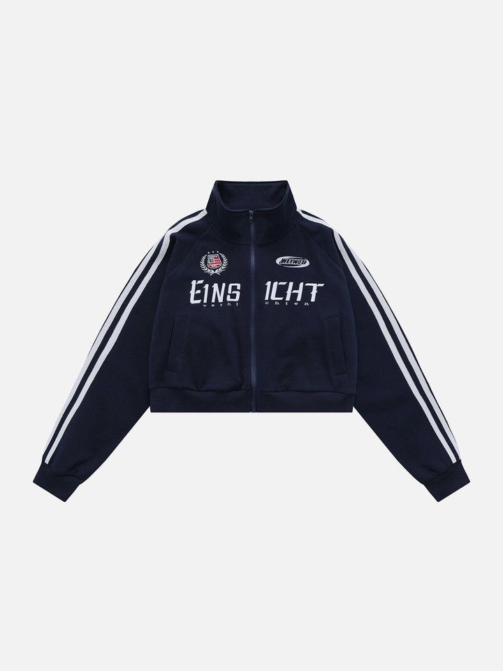 Thesclo - Lettering Embroidery Patchwork Regular Jackets - Streetwear Fashion - thesclo.com