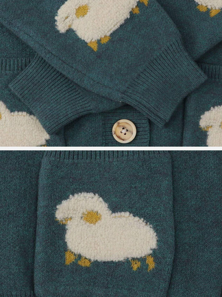 Thesclo - Little Lamb Knit Cardigan - Streetwear Fashion - thesclo.com