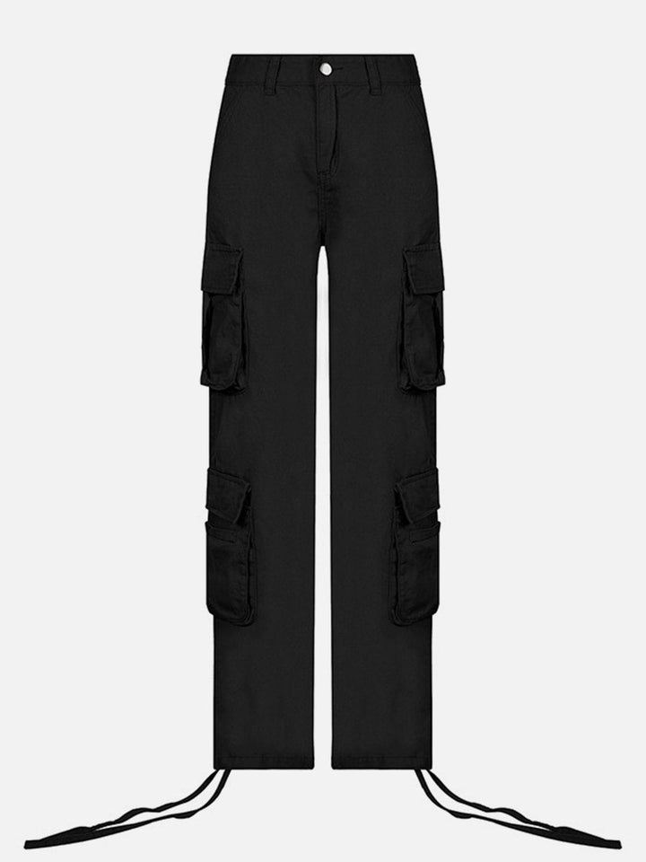 Thesclo - Long Ribbon Low Waist Cargo Pants - Streetwear Fashion - thesclo.com