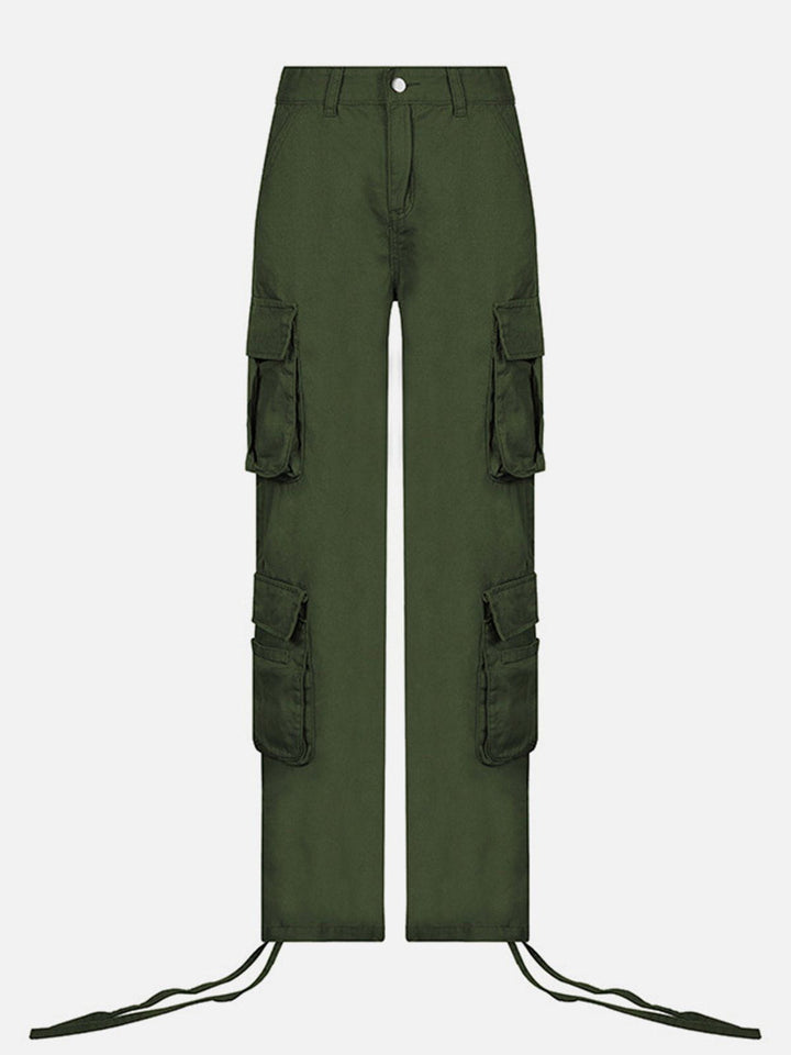 Thesclo - Long Ribbon Low Waist Cargo Pants - Streetwear Fashion - thesclo.com