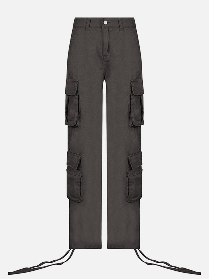 Thesclo - Long Ribbon Low Waist Cargo Pants - Streetwear Fashion - thesclo.com