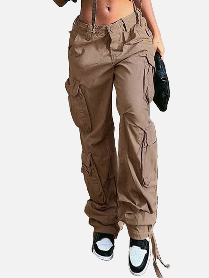 Thesclo - Long Ribbon Low Waist Cargo Pants - Streetwear Fashion - thesclo.com