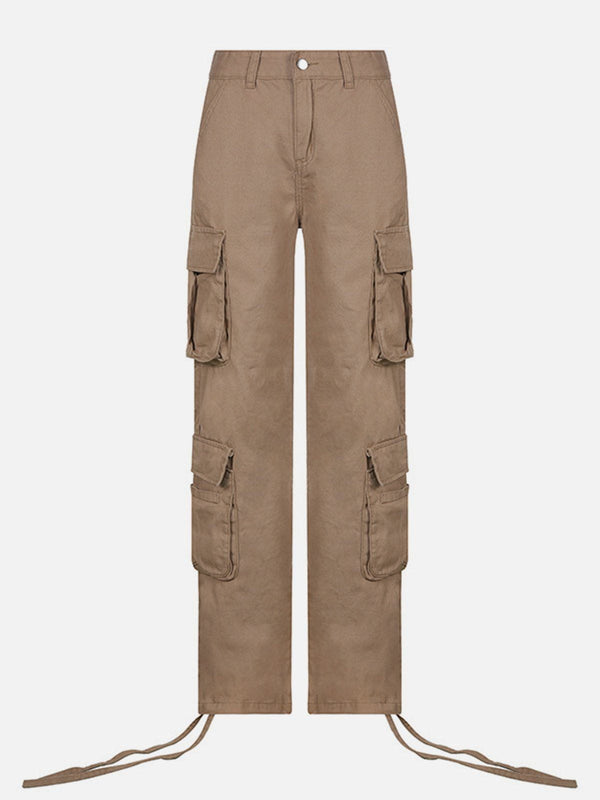 Thesclo - Long Ribbon Low Waist Cargo Pants - Streetwear Fashion - thesclo.com