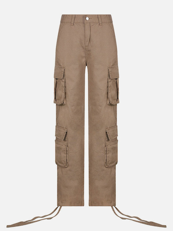 Thesclo - Long Ribbon Low Waist Cargo Pants - Streetwear Fashion - thesclo.com