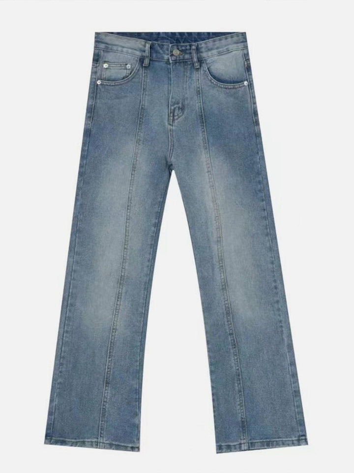 Thesclo - Loose-Fit Micro-Flare Frayed Jeans - Streetwear Fashion - thesclo.com