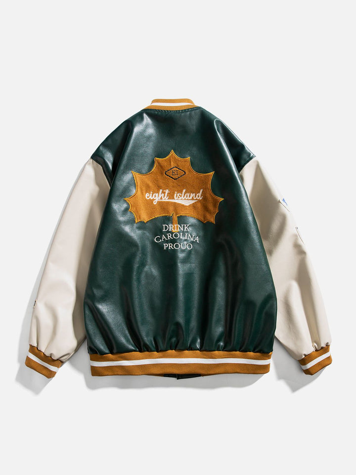 Thesclo - Maple Leaf Leather Jacket - Streetwear Fashion - thesclo.com