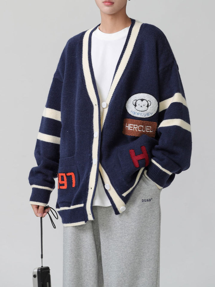 Thesclo - Monkey Embroidery Cardigan - Streetwear Fashion - thesclo.com