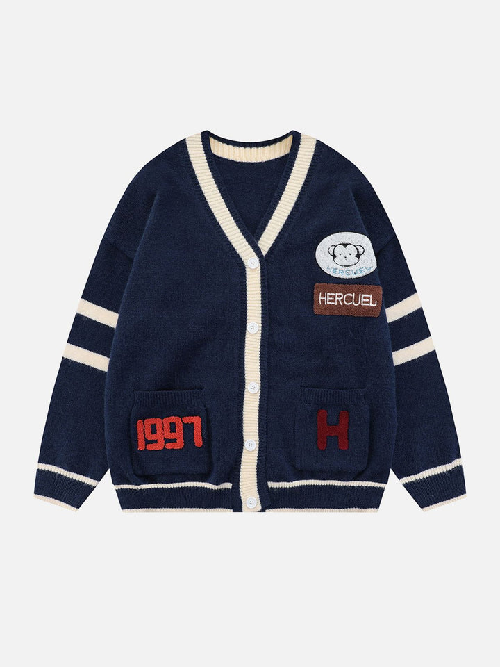 Thesclo - Monkey Embroidery Cardigan - Streetwear Fashion - thesclo.com