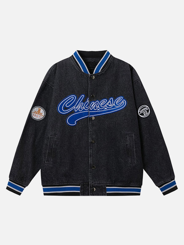 Thesclo - Monogram Panel Denim Jacket - Streetwear Fashion - thesclo.com