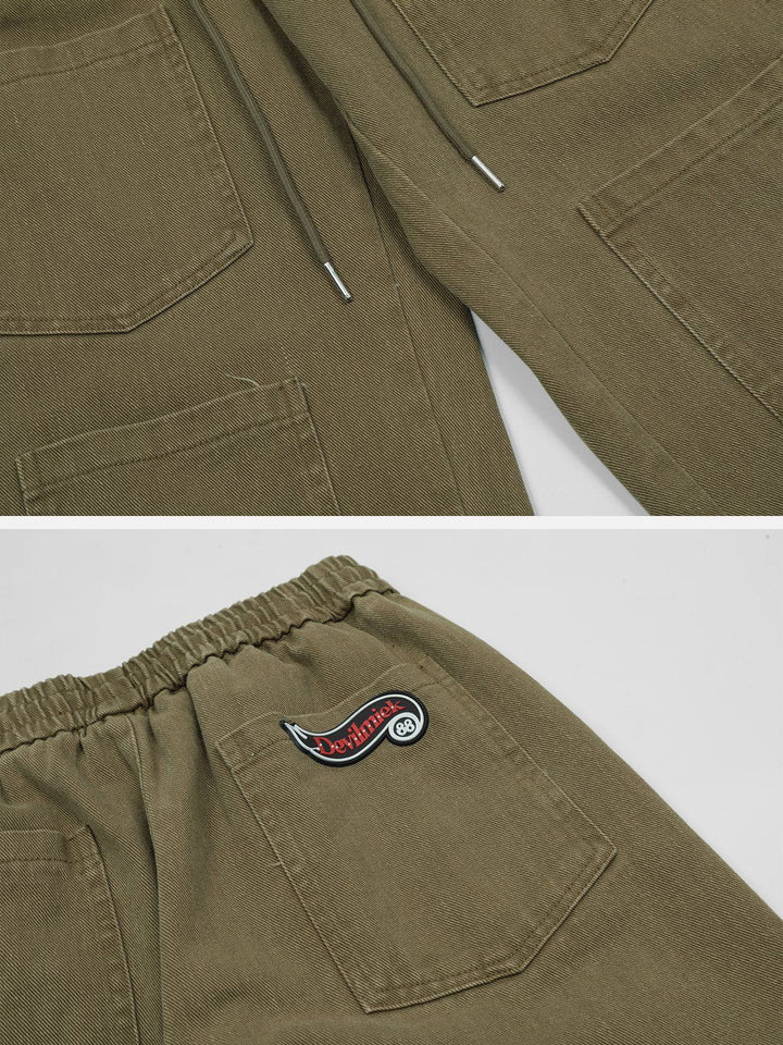 Thesclo - Multi-Pocket Drawstring Cargo Pants - Streetwear Fashion - thesclo.com