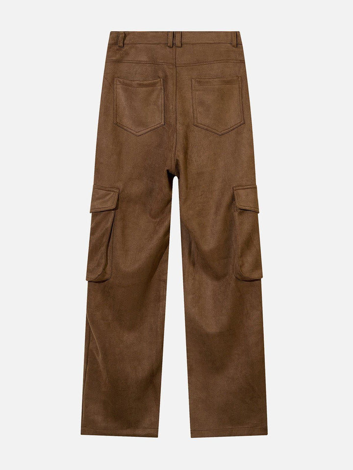 Thesclo - Multi-Pocket Suede Pants - Streetwear Fashion - thesclo.com