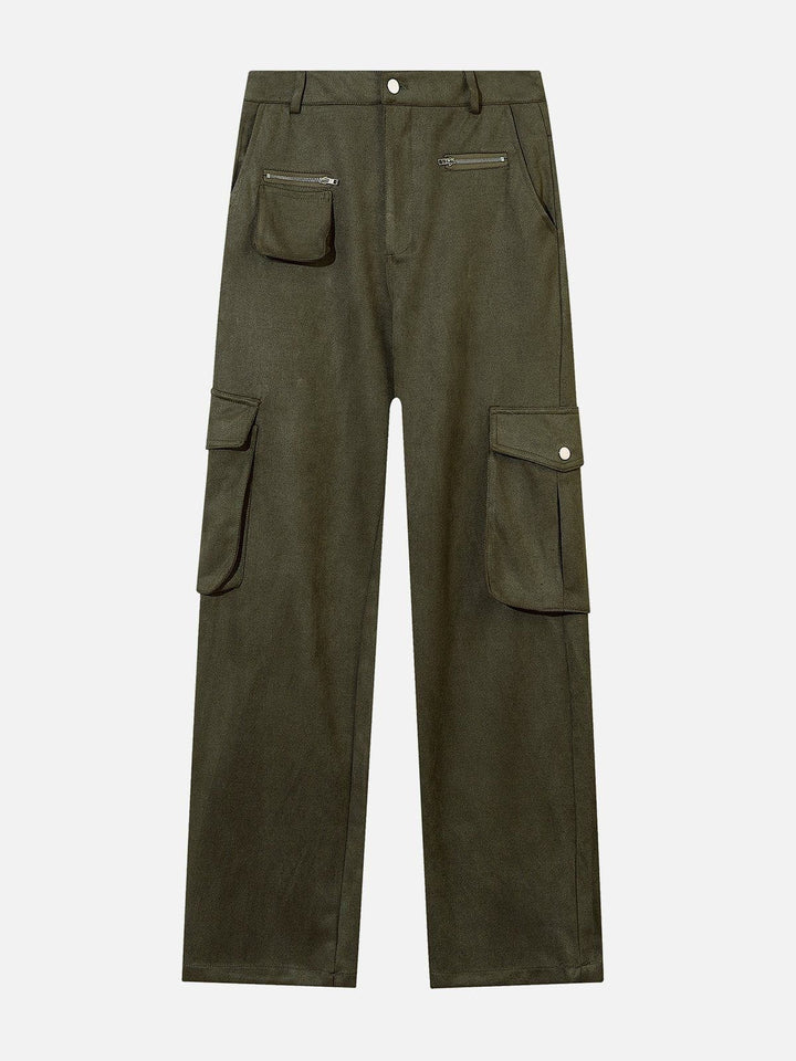 Thesclo - Multi-Pocket Suede Pants - Streetwear Fashion - thesclo.com