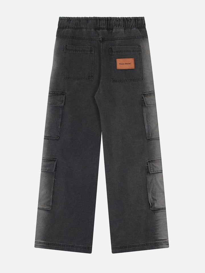 Thesclo - Multi-Pocket Washed Jeans - Streetwear Fashion - thesclo.com