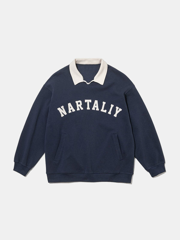 Thesclo - Nartaliy Embroidery Polo Sweatshirt - Streetwear Fashion - thesclo.com