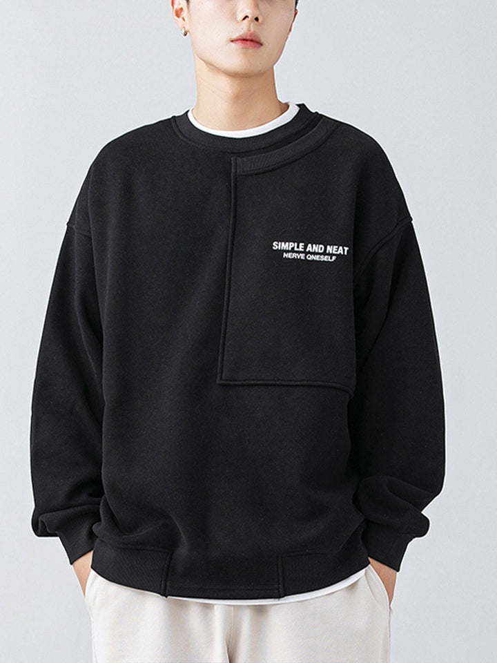 Thesclo - Neckline Stitching Letters Sweatshirt - Streetwear Fashion - thesclo.com