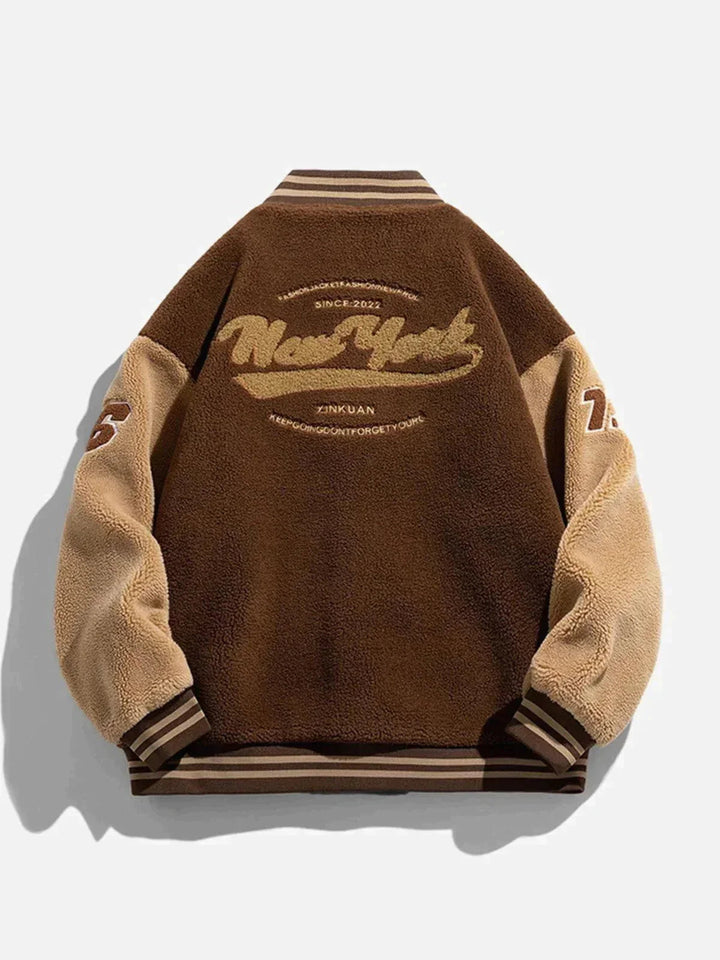 Thesclo - New York Sherpa Varsity Jacket - Streetwear Fashion - thesclo.com