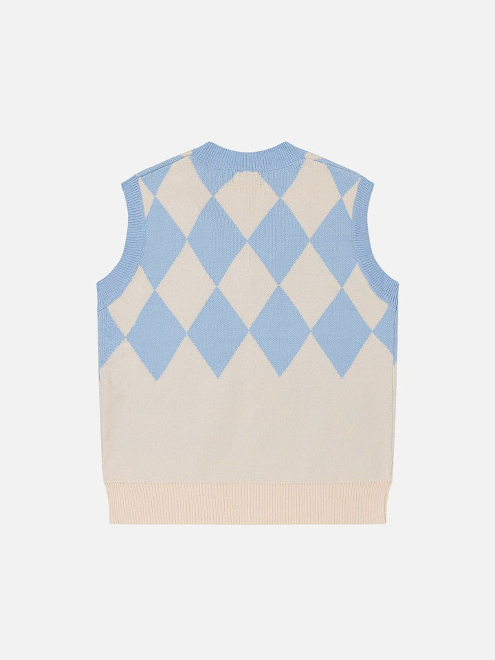 Thesclo - PLAID Color Matching Sweater Vest - Streetwear Fashion - thesclo.com