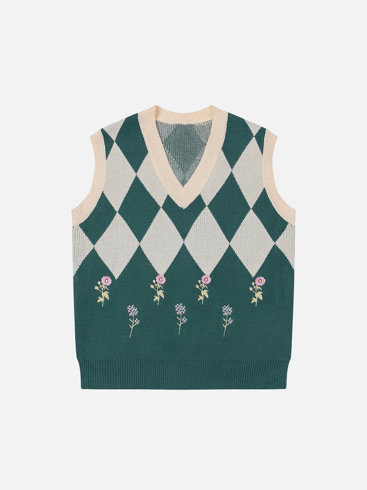 Thesclo - PLAID Color Matching Sweater Vest - Streetwear Fashion - thesclo.com