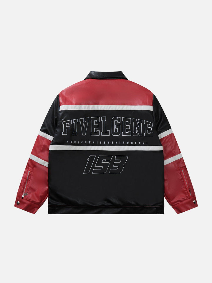 Thesclo - Patchwork Embroidered Leather Jacket - Streetwear Fashion - thesclo.com