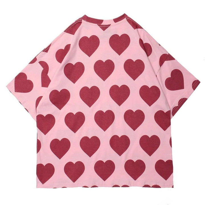 Thesclo - Peach Heart Print Cotton Tee - Streetwear Fashion - thesclo.com