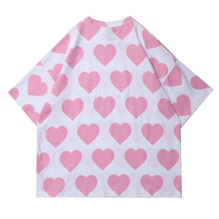 Thesclo - Peach Heart Print Cotton Tee - Streetwear Fashion - thesclo.com