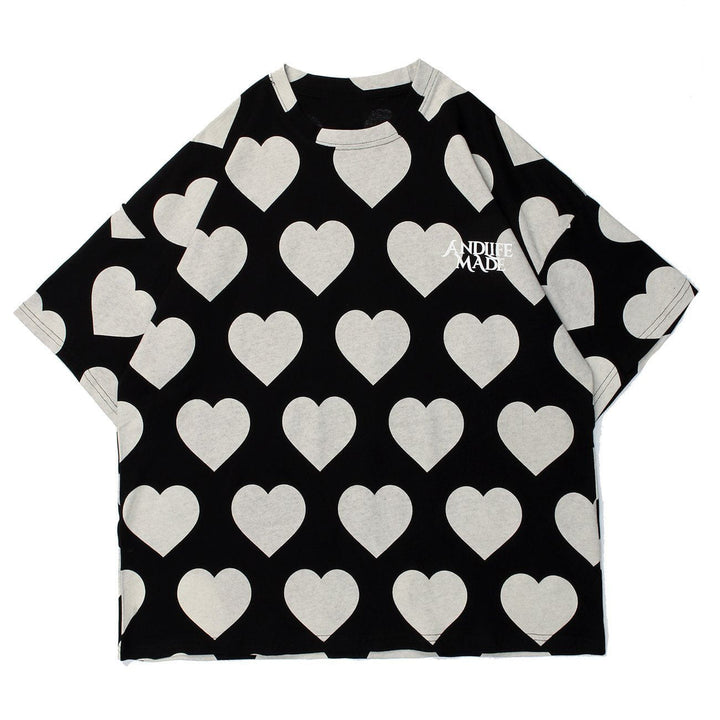 Thesclo - Peach Heart Print Cotton Tee - Streetwear Fashion - thesclo.com