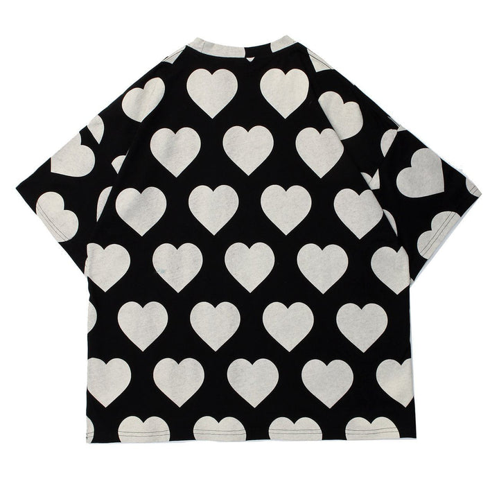 Thesclo - Peach Heart Print Cotton Tee - Streetwear Fashion - thesclo.com