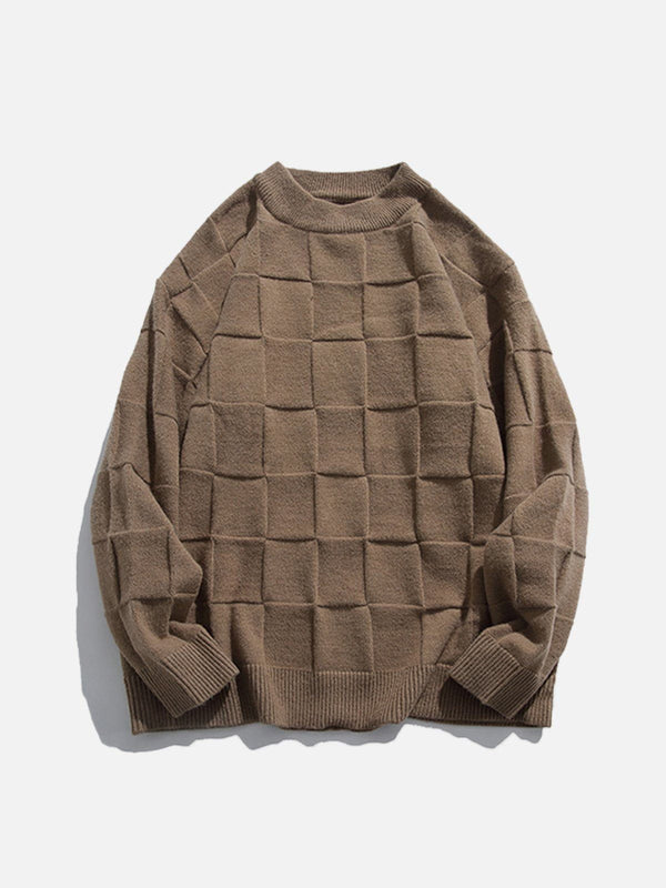 Thesclo - Plaid Jacquard Knit Sweater - Streetwear Fashion - thesclo.com