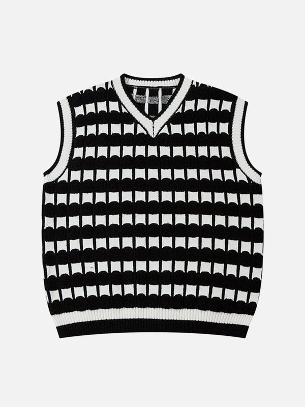 Thesclo - Plaid Stripe Sweater Vest - Streetwear Fashion - thesclo.com