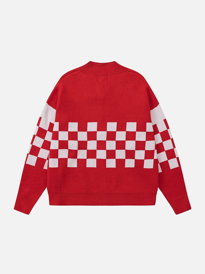 Thesclo - Plaid With Gloves Racing Cardigan - Streetwear Fashion - thesclo.com