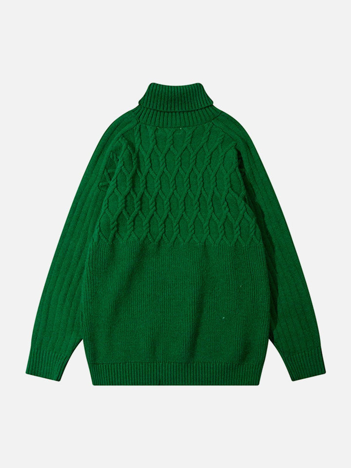 Thesclo - Plain Braided Turtleneck Sweater - Streetwear Fashion - thesclo.com