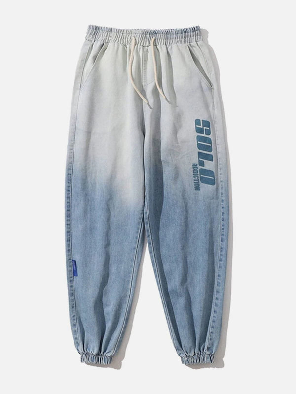 Thesclo - Rendered Letter Print Jeans - Streetwear Fashion - thesclo.com