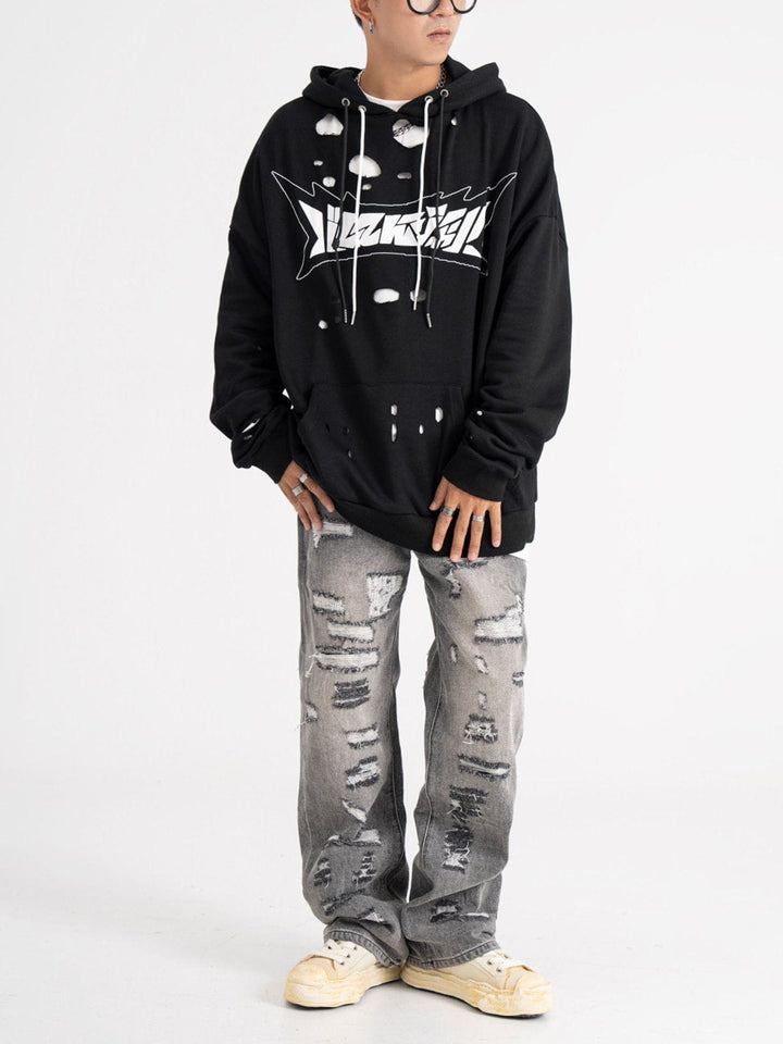 Thesclo - Ripped Alphabet Two Piece Hoodie - Streetwear Fashion - thesclo.com