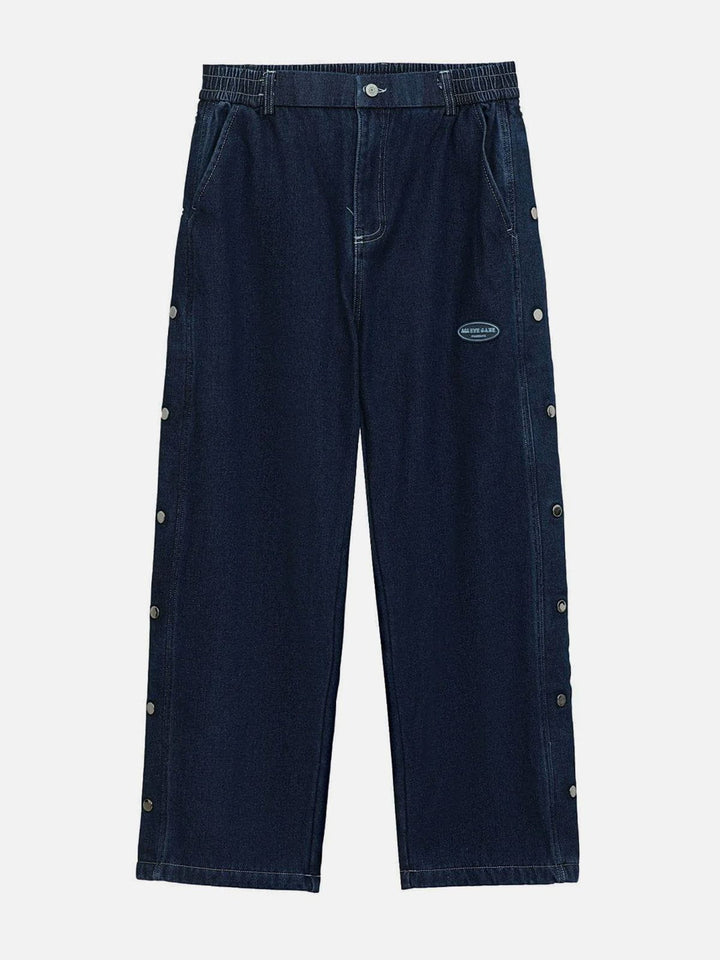 Thesclo - Side Buttoned Label Jeans - Streetwear Fashion - thesclo.com