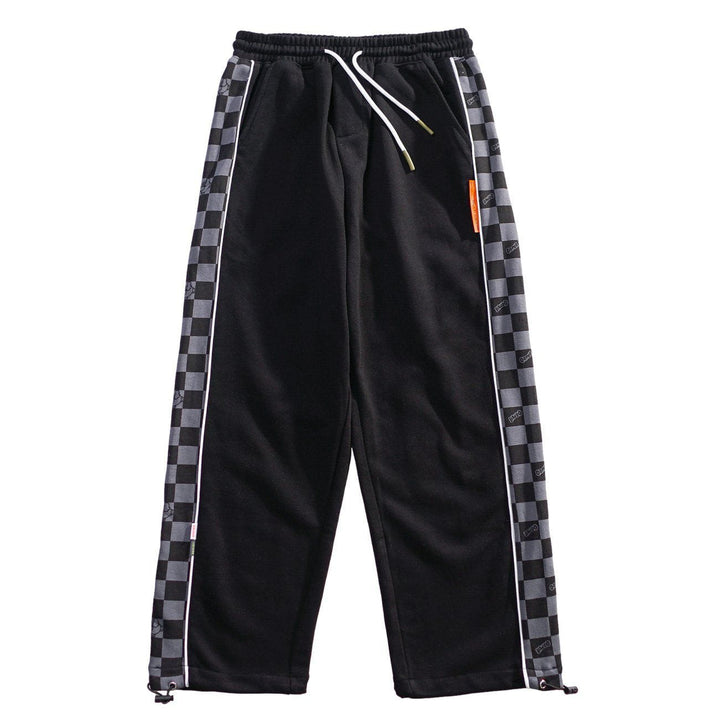 Thesclo - Side Plaid Printed Drawstring Sweatpants - Streetwear Fashion - thesclo.com