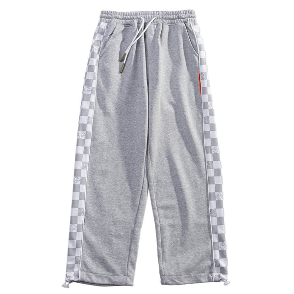 Thesclo - Side Plaid Printed Drawstring Sweatpants - Streetwear Fashion - thesclo.com