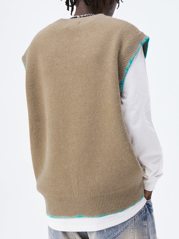 Thesclo - Simple Embroidered Letters Sweater Vest - Streetwear Fashion - thesclo.com