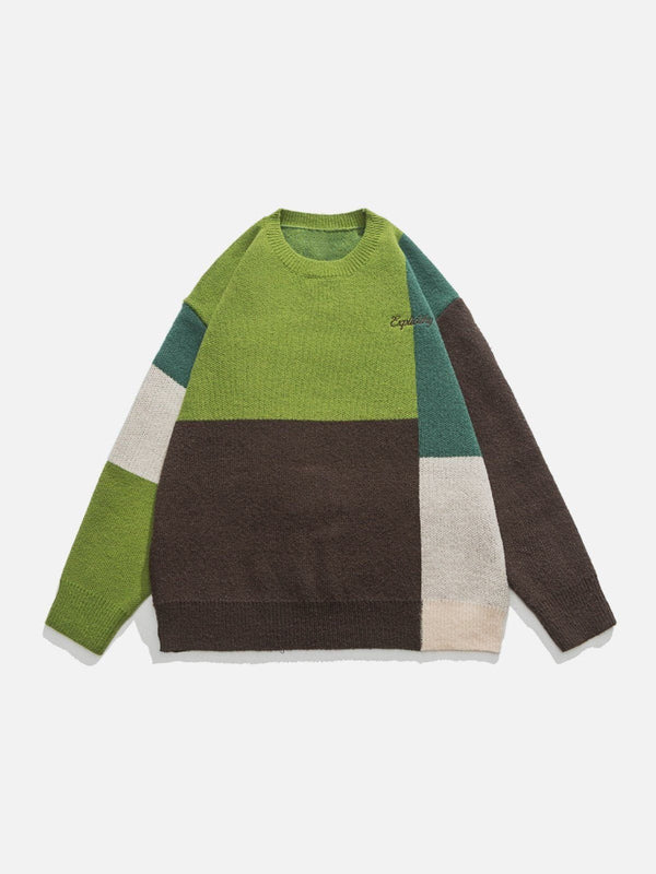Thesclo - Simple Multicolor Patchwork Sweater - Streetwear Fashion - thesclo.com