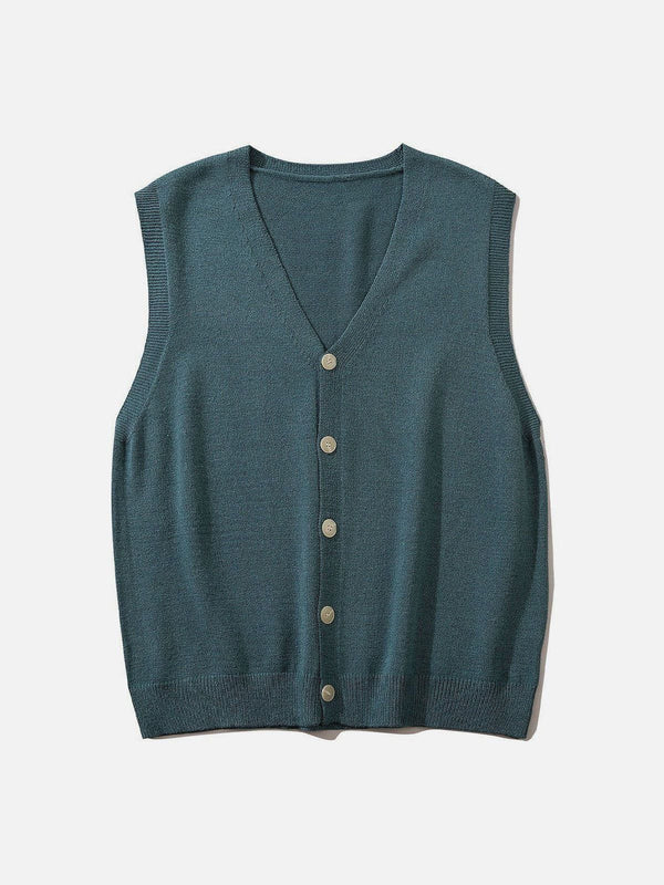Thesclo - Simple Solid Color Sweater Vest - Streetwear Fashion - thesclo.com