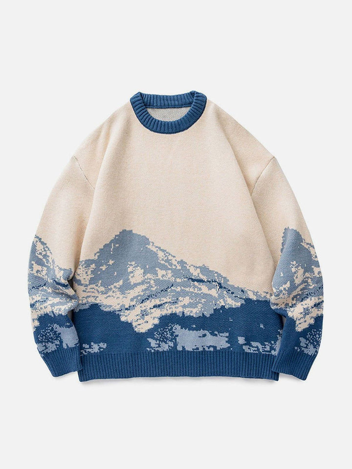 Thesclo - Snow Mountain Gradient Knit Sweater - Streetwear Fashion - thesclo.com