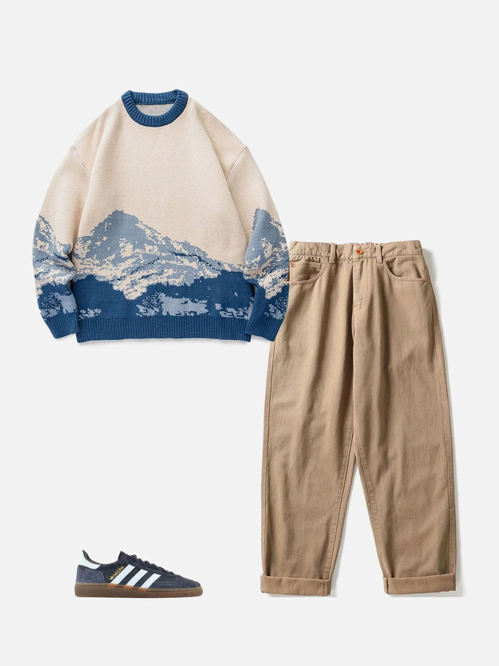 Thesclo - Snow Mountain Gradient Knit Sweater - Streetwear Fashion - thesclo.com