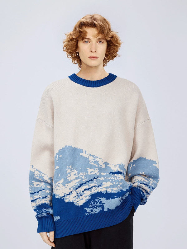 Thesclo - Snow Mountain Gradient Knit Sweater - Streetwear Fashion - thesclo.com